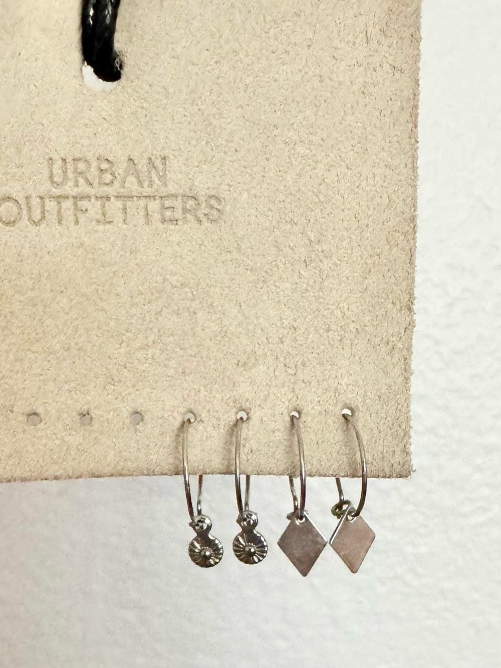 Urban Outfitters Silver Hoop Earrings with Charm Details - 2 Sets (4 Total)